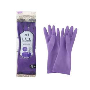 Перчатки резиновые с кружевами сиреневые маленькие Lace Latex Gloves Small-Violet CleanWrap