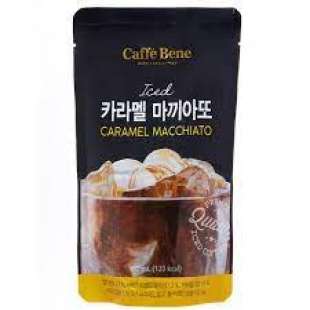 Кофе карамель в мягкой упаковке Карамель макиато пауч Caramel Macchiato Iced Drink 190ml Caffe Bene