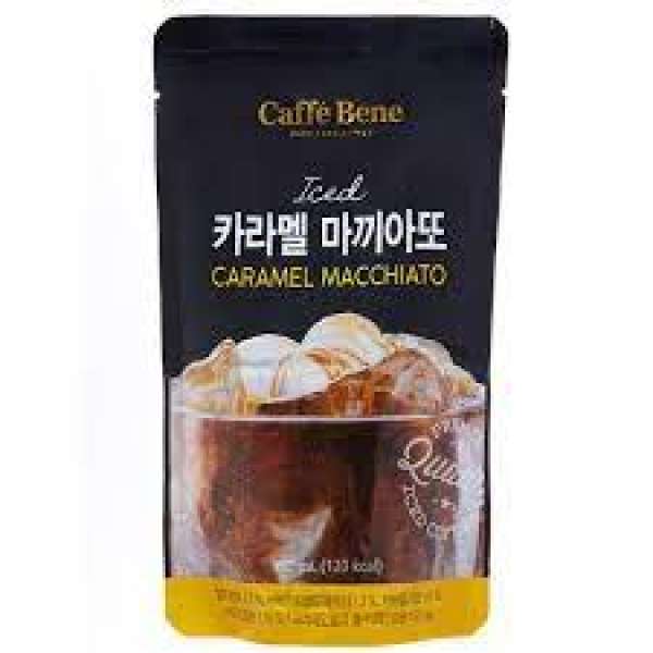 Кофе карамель в мягкой упаковке Карамель макиато пауч Caramel Macchiato Iced Drink 190ml Caffe Bene