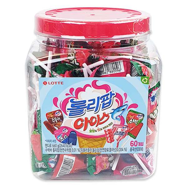Леденцы в банке (леденцы лоллипоп айс кенди) Lollipops Ice Candy Jar 11g*60pcs Lotte