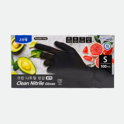 Резиновые перчатки черные маленькие S Clean Nitrile Gloves 100pcs CleanWrap