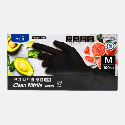 Резиновые перчатки черные средние M Clean Nitrile Gloves 100pcs CleanWrap