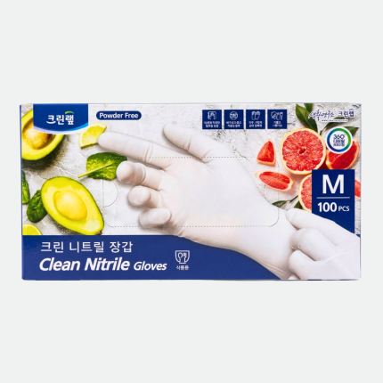 Резиновые перчатки белые средние M Clean Nitrile Gloves 100pcs CleanWrap