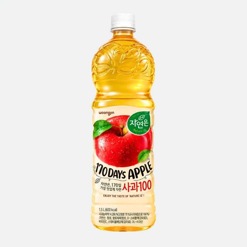 Натуральный сок со вкусом Яблока Сагоа Джаён 170 Days Apple Nature is 1,5l Woongjin