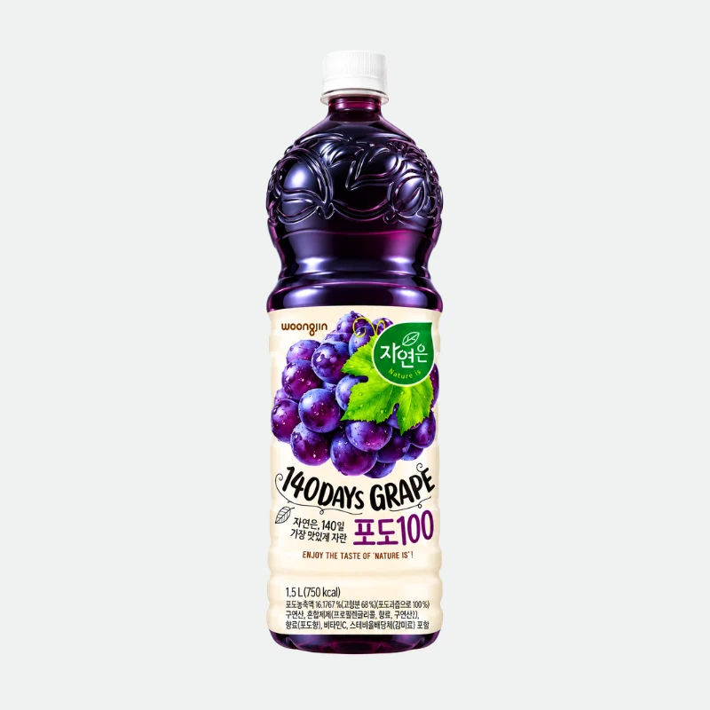 Натуральный сок со вкусом Винограда Подо Джаён 140 Days Grape Nature is 1,5l Woongjin