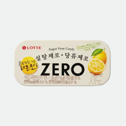 Леденцы без сахара с нежным вкусом лимона и мяты Zero Sugar Free Lemon Mint Candy 28g Lotte