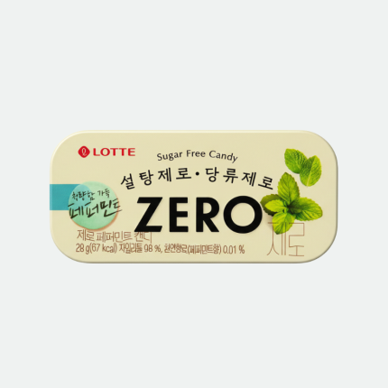 Леденцы без сахара с нежным вкусом перечной мяты Zero Sugar Free PepperMint Candy 28g Lotte