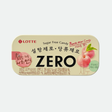 Леденцы без сахара с нежным вкусом персика и мяты Zero Sugar Free Peach Mint Candy 28g Lotte