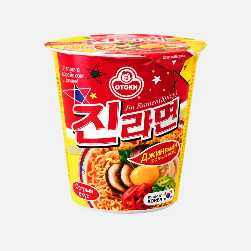 Лапша быстрого приготовления острая стакан (Джин рамен меунмат)экспорт Jin Ramen Cup Hot 65g Ottogi