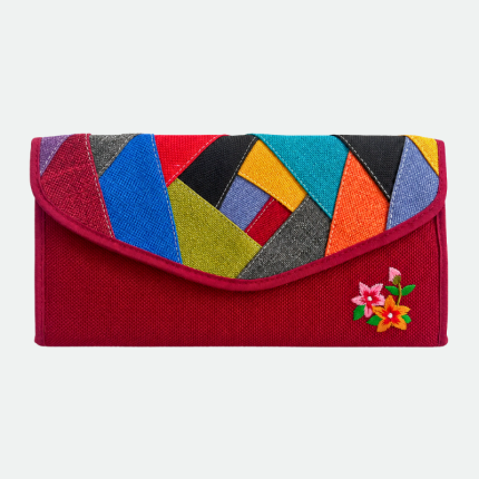 Традиционный корейский лоскутный кошелек (бордовый) Patchwork Wallet