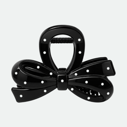 Крабик для волос в форме бантика в белый горошек (черный) Noinoi