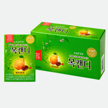 Леденцовая карамель мятная Моккенди Хобхянг 38 г, упаковка 12 шт Lotte