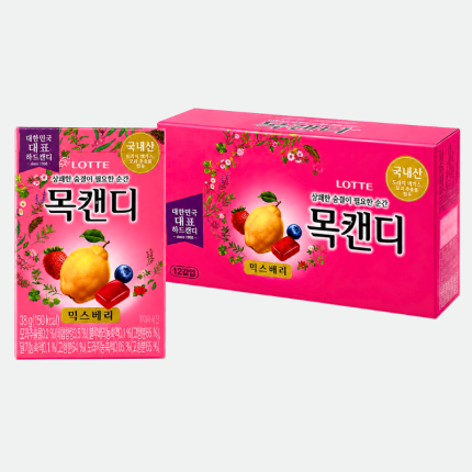 Леденцовая карамель Моккенди Mix Berry 38 г, упаковка 12 шт Lotte