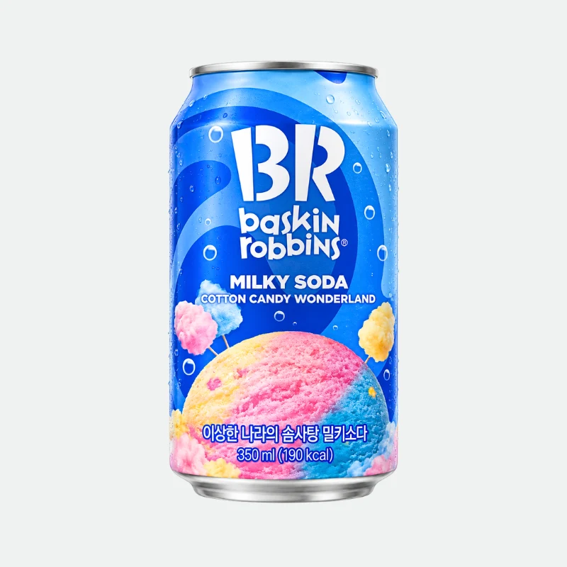 Газированный напиток со вкусом сладкой ваты Milky Cotton Candy Soda 350 мл Baskin Robbins